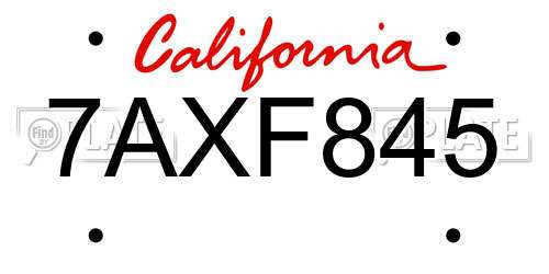 7AXF845 California License Plate