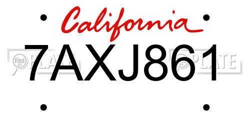 7AXJ861 California License Plate