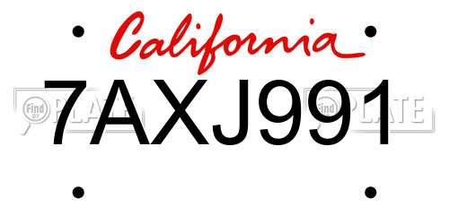 7AXJ991 California License Plate