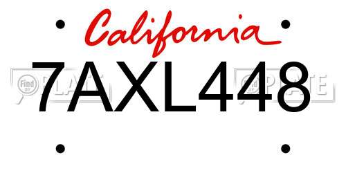 7AXL448 California License Plate