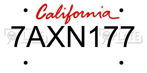 7AXN177 California License Plate