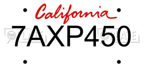 7AXP450 California License Plate