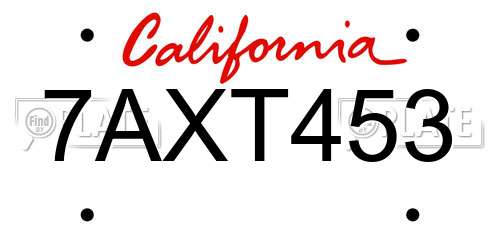 7AXT453 California License Plate