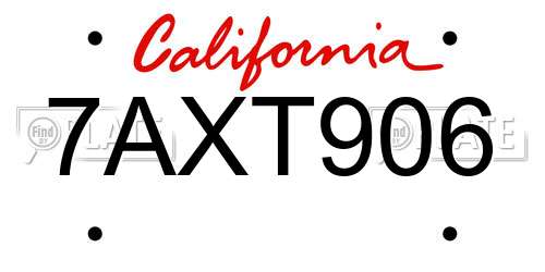 7AXT906 California License Plate