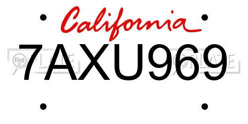 7AXU969 California License Plate