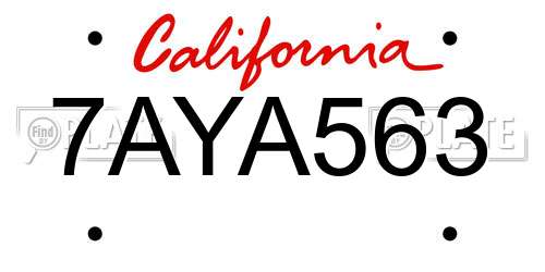 7AYA563 California License Plate