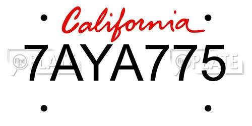 7AYA775 California License Plate