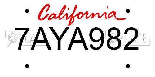 7AYA982 California License Plate