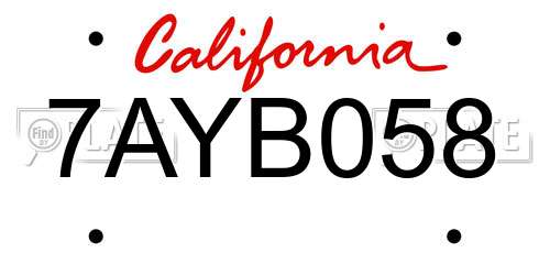 7AYB058 California License Plate