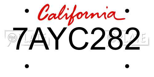 7AYC282 California License Plate