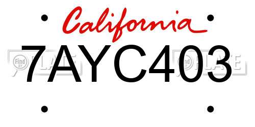 7AYC403 California License Plate