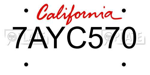 7AYC570 California License Plate