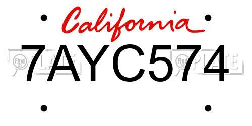 7AYC574 California License Plate