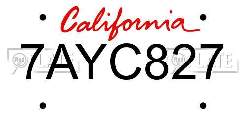 7AYC827 California License Plate