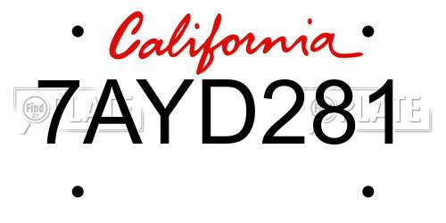 7AYD281 California License Plate