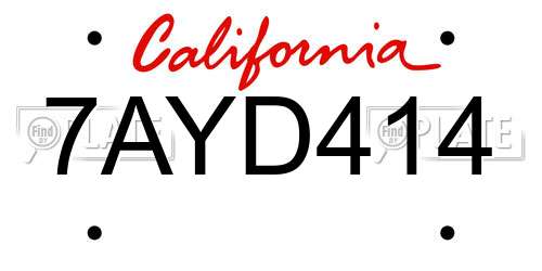 7AYD414 California License Plate
