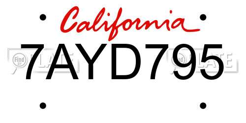 7AYD795 California License Plate