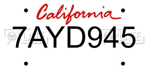 7AYD945 California License Plate
