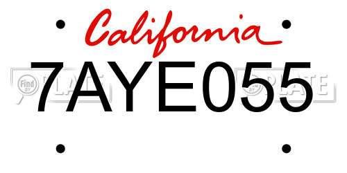 7AYE055 California License Plate