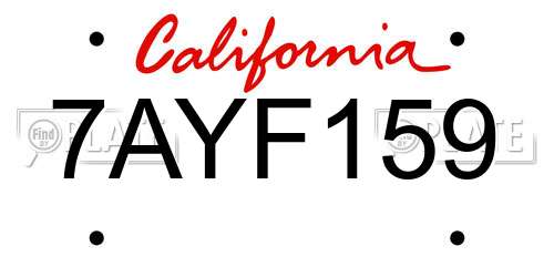 7AYF159 California License Plate