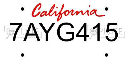 7AYG415 California License Plate