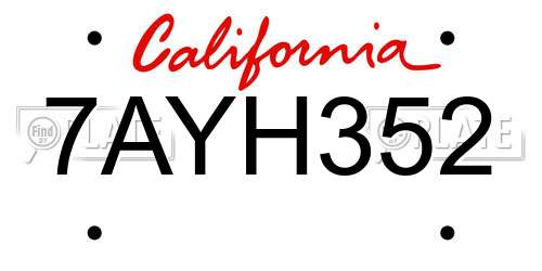 7AYH352 California License Plate
