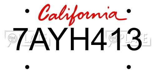 7AYH413 California License Plate