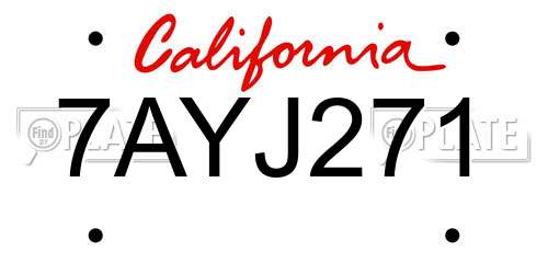 7AYJ271 California License Plate