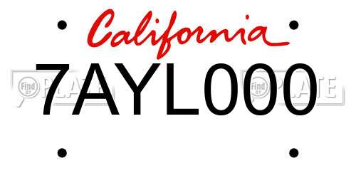 7AYL000 California License Plate