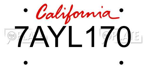 7AYL170 California License Plate