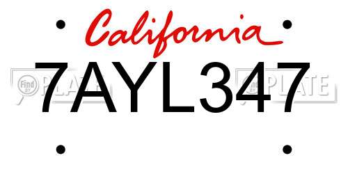 7AYL347 California License Plate