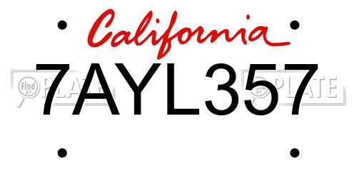 7AYL357 California License Plate