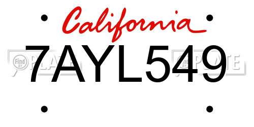 7AYL549 California License Plate