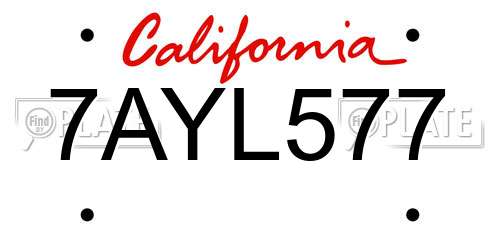 7AYL577 California License Plate