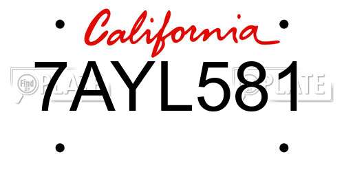 7AYL581 California License Plate