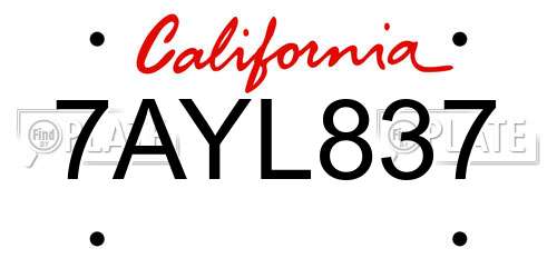 7AYL837 California License Plate