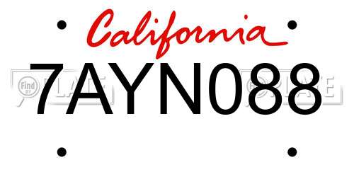 7AYN088 California License Plate