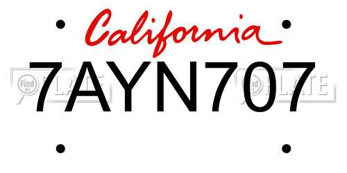 7AYN707 California License Plate