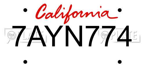 7AYN774 California License Plate