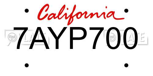 7AYP700 California License Plate