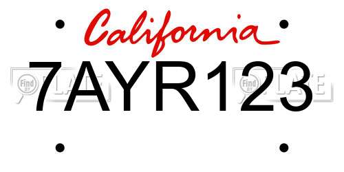 7AYR123 California License Plate