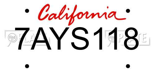 7AYS118 California License Plate