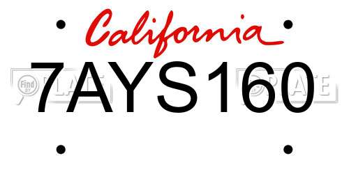7AYS160 California License Plate