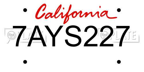 7AYS227 California License Plate
