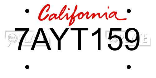 7AYT159 California License Plate