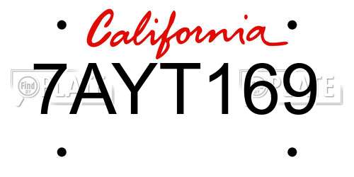 7AYT169 California License Plate