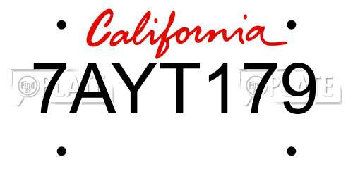 7AYT179 California License Plate