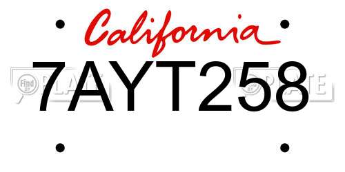 7AYT258 California License Plate