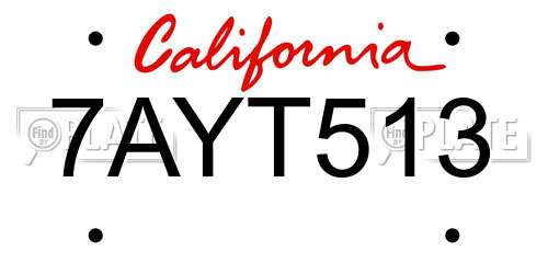 7AYT513 California License Plate