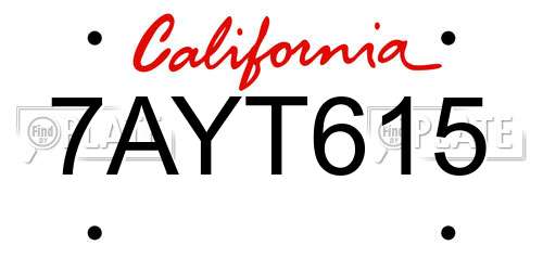 7AYT615 California License Plate